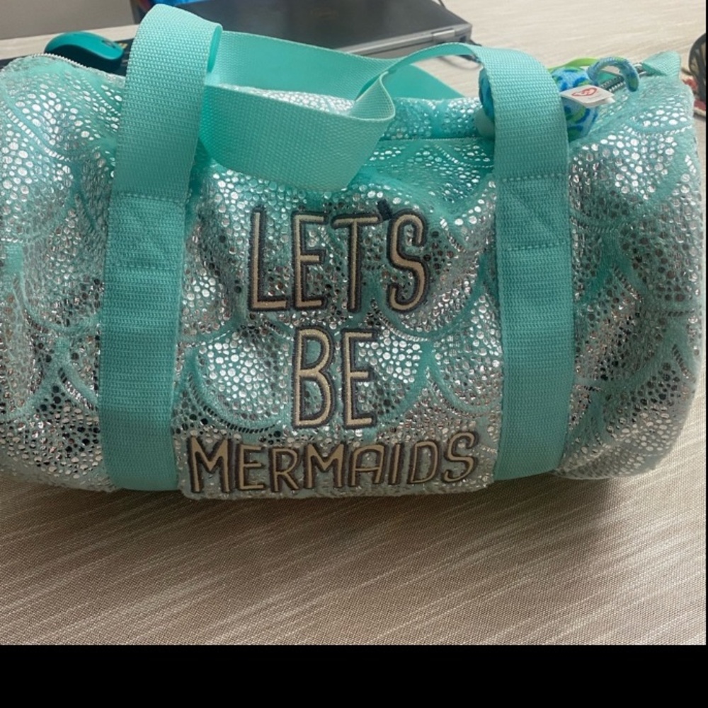 Kids Justice Girls Mermaid Duffel Bag Plush Sea foam